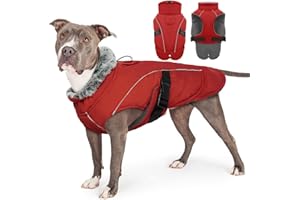 PUMYPOREITY Kurtka dla psa, wodoodporny, ciepły płaszcz dla psa, zimowa, pogrubiona kurtka puchowa, polarowy sweter dla labradora, dobermana, Golden Retrievera, czerwony, 3XL)