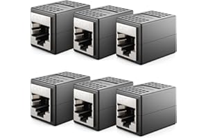 deleyCON 6 Sztuki Łącznik RJ45 (10 Gbit/s) Przedłużacz Kabla LAN Kabel Sieciowy Adapter Ethernet Złącze Kompatybilne z Cat8, Cat7, Cat6, Cat5 Kabel Krosowy LAN DSL POE 2X Gniazdo RJ45 - Czarny