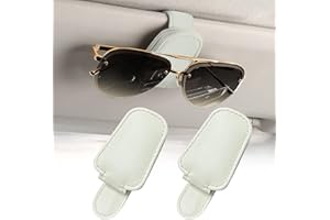 Wenosda Brillenhalter für Auto Sonnenblende,Universal Sonnenbrillenhalter Auto, Leder Brillenhalter und Ticketkartenclip, Sonnenbrillenhalterung Auto, Brillenhalterung für Auto Zubehör (Beige)