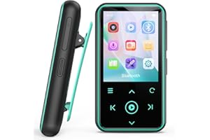 AGPTEK 64GB MP3 Reproductor con Clip Deportivo, Bluetooth 5.3 Reproductor con 1.8 "TFT Pantalla a Color, Mini Reproductor de Música con Botón Táctil, Radio FM, Podómetro, Soporta hasta 128GB, Azul