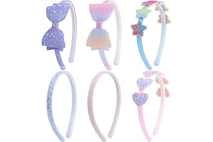 Nenjindz 6 Pièces Serres-têtes Fille, Arc Noeud Bandeau, Serre-tête Enfant avec Cœur Nœud Etoile pour Saint Valentin Fête Anniversaire