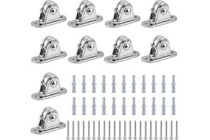 FSHIHINE Pulleys Block 10 Pack Metal Pulley Roller Smooth Wheel with Ball Bearings Deck Drectional Wall/Ceiling Pulley for Patio Wave Shade Cover Greenhouse Canopy Home DIY Accessories for Moving