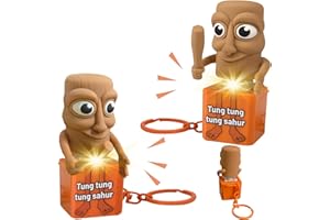YOUYIKE Tung Tung Tung Sahur Fidget Toys, 2 Stück Tung Tung Tung Sahur Spielzeug Keycap Schlüsselanhänger, mit Licht & Sound, zur Dekompression Dekoration, Lustige und Tragbare Spielzeug