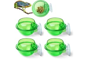 Guador 4 Pieces Reptile Food Water Bowl,Reptile Suction Cup feeder bowl Chameleon Bowl Translucent Wall Ledge feeder for Lizard Chameleon Iguana Gecko Reptiles Ledge Accessories