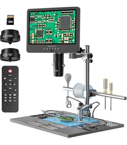 Andonstar AD409 Microscope Numérique HDMI Avec Écran LCD 9,7 Pouces - 300X Grossissement Pour Soudure, Circuit Imprimé Et Collection