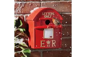 Coopers of Stortford - Red Letter Box Birdhouse for Garden Birds - Frost Proof Resin Nesting Box with Hanging Aperture and Sliding Back for Easy Cleaning - 24.5 x 19.5 x 12.5cm