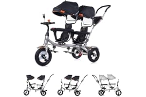 Chipolino Tricycle, 2Play, pour Jumeaux, pneus Caoutchouc, Guidon, jusqu'à 50kg, Coloris:Noires
