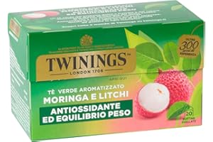 Twinings, Tè Verde con Moringa Aromatizzato al Litchi, Gusto Dolce e Fruttato, Infusi e Tisane, 1 Confezione da 20 Filtri