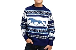 Xumplo Suéter de punto de manga larga con cuello redondo para niños, para adolescentes, para otoño e invierno