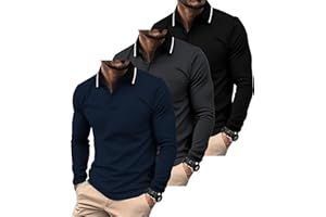 SwissWell Lot de 3 Polo Homme Manches Longues Respirant et Léger Golf T-Shirt Business Casual