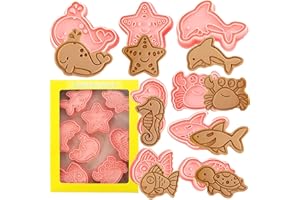 Keepaty Lot de 8 emporte-pièces océaniques avec piston pour biscuits fondants