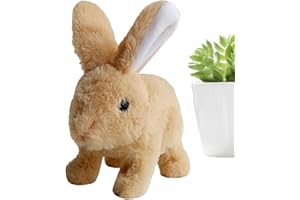 Gwtdtoad Conejito Robot Realista Juguetes De Conejito para Niños Que Habla, Camina, Se Contrae Y Sacude Las Orejas, Conejo De Peluche Electrónico Interactivo para Mascotas 16x9x16 Cm