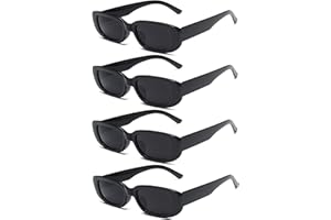 Unning 4 Stück Rechteckige Sonnenbrille für Damen Retro 90er Trendy Sonnenbrillen Set Vintage Quadrat Brille für Damen