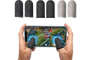 FDCGAS 6 Stücke Finger Sleeve Mobile Game Finger Touchscreen Handy Spiel Kontroller Atmungsaktiv Anti-Schweiß Glatt,pubg finger,daumenschutz, Silber Faser Finger Hülsen für Mobiltelefon Spiele