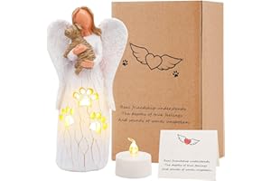 ACTLATI Dog Angel Figurine of Friendship,Pet Loss Gifts,Angel Figurine with Flickering LED Candle, Dog Memorial Gifts, Dog Remembrance Gift, Sculpted Hand-Painted Figure for Who Have Lost a Beloved Pet