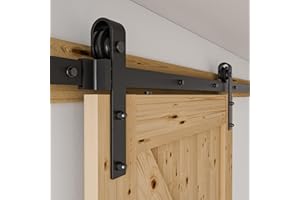 WOLFBIRD Sliding Barn Door Kit 6FT/183CM Black Heavy Duty Barn Door Sliding Hardware Track Kit for Single Wood Door 91.5CM Wide