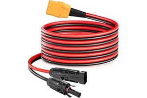 ELFCULB Câble Solaire XT90, 10AWG XT90 Femelle vers Panneau Solaire, Câble de Connecteur Pour Station d'alimentation Portable Panneau Solaire(3M)