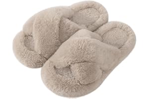 WOSTOCK Pantoufle Femme Chausson Peluche Chaud Slippers Claquette Fourrure Sandal Bout Ouvert Accueil Chaussures pantoufles femme hiver Antidérapant