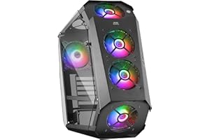 MARSGAMING MC51, Caja PC Gaming ATX, Doble Cristal Templado, 5x Ventilador RGB 12cm, Negro