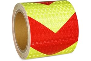 XFXIA Ruban réfléchissant rouge jaune 10 m x 10 cm - Étanche - Ruban réfléchissant autocollant - Ruban de sécurité - Conspicuous Warning Tape pour véhicules, voitures, remorques, bateaux