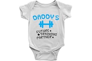 Kickass Tees Daddy's Future Training Buddy Babygrow Workout Gym Dad Present Baby Boy Son Gift