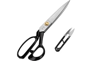 Handi Stitch Tailor Dressmaking Scissors and Yarn Thread Snippers - Heavy Duty 22.86cm/9 Inch Stainless Steel Sharp Shears - for Cutting Fabric, Clothes, Leather, Denim, Altering, Sewing & Tailoring