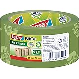 tesa Eco & Strong packtejp, 1-pack - miljövänlig packtejp gjord av återvunnen plast - grön - 66 m x 50 mm