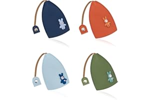 WisePoint Cute Key Fob Case 4PCS, PU Leather Car Key Case Portable Key Pouch for Car Keys, Personalized Key Case Pull Out Key Bag for Men and Women
