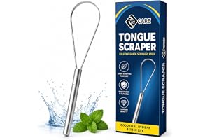 YSCARE Tungskrapa, tungrengörare för att minska dålig andedräkt, metalltungskrapa, rostfritt stål för vuxna, tungborste (silver, 1-pack)