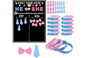 DOG'S BOOTY Gender Reveal Party Deko Gender Reveal Party Spiele Boy or Girl Deko Geschlecht Verkünden 1 Abstimmung Poster 54 Stickers 20 Team Girl or Boy Armbänder 6 Doppelseitige Klebepunkte für Baby Party