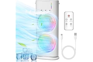 Bwaliffury Aire Acondicionado Portátil, Mini Enfriador de Aire, Enfriador De Aire, Enfriador por Evaporación con 7 Colores LED, Temporizador, 3 Velocidades (FM03)