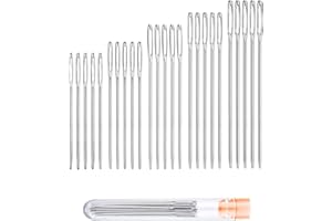 XINXINLOVEE Stopfnadeln Nähen Nadeln Set 25 STK Stumpfe Nadeln, Sticknadeln, Großäugige Stumpfe Nadeln, Großäugige Gerade Nadeln (4,2cm,5,2 cm,5,6cm,6 cm, 7 cm) mit Transparenter Flasche (25 PCS)