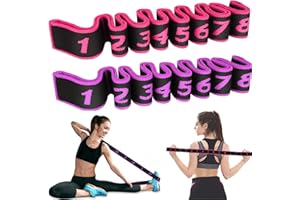 HUSHRICH 2Pcs Stretching Strap Gymnastics Stretch Band with 8 Loops, Elastic Yoga Straps for Stretching Equipment, Stretch Band for Physical Therapy, Pilates, Yoga, Gymnastics Exercise