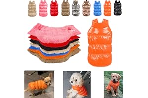 Komate Manteau d'hiver Imperméable pour Chien Chats Doudoune pour Chien Rembourré Matelassé Manteau Chien Neige Gilet Veste Chaude Chiot Vêtements pour Petit Moyen Grands Chiens (S, Orange)
