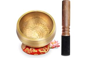 Vexloria klangschale, tibetische Klangschale Set- 13cm, klangschalen mit hochwertigem Holz Klöppel und Himalaya Kissen, perfektes zur Yoga Meditation, Entspannung und Achtsamkeit, das ideale Geschenk