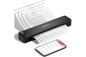 ‎ASPRINK ASprink Mobiler Drucker A4 für Unterwegs, Tragbarer Drucker Thermodrucker A4 P831 für US Letter/A4/B5/A5, Drucker Klein Kompakt für Normalpapier/Thermopapier mit 1 P831 Use Ribbon - Schwarz