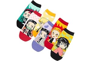 Zhongkaihua Juego de 6 calcetines de anime, calcetines de algodón Kamado Tanjiro Kamado Nezuko con lindas figuras de anime, calcetines cortos estampados de anime para niñas