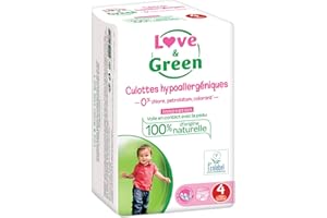 Love & Green - Pack de 20 Culottes Hypoallergéniques - Taille 4 (7-14 kg) - Lot de 2