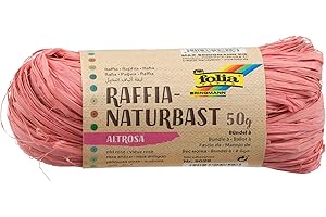 folia Raffia 9029 Natural Raffia Dusky Pink 1 Bundle of 50 g Natural Straw Blend Twine Ideal for Crafts, Decoration or for Arrangements, Bouquets and Other Florist Work