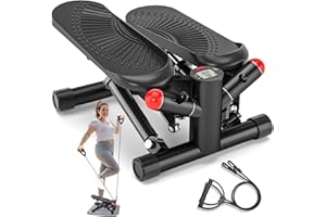 UABRLA Mini Stepper für Zuhause mit Power Ropes, Up-Down Swing Stepper mit LCD-Monitor, Stepper Hometrainer für Anfänger & Fitness Trainingsgerät 150kg - Bein/Arm Trainer, Home Fitness Exercise
