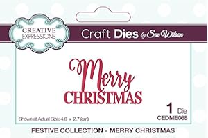Creative Expressions Sue Wilson-Mini Expressions-Merry Christmas-Craft Die, Metal, Size 4.6 x 2.7 cm,CEDME088