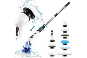 LTPAG Electric Spin Scrubber, Upgrade 9 in 1 Electric Bathroom Cleaning Brush Scrubber, IPX6 Waterproof Power Scrubber, 450RPM Powerful Cleaning, with Extension Arm for Kitchen, Tile, Sink, Wall, Car Wash