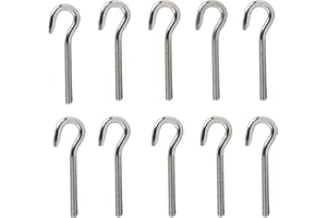 huruirui 10pcs Tornillos de Gancho M5 Anillos de Elevación Acero Inoxidable 304 Tornillo Argolla Mango largo Pernos de Ojo para Fijación de Suspensión