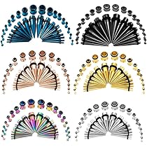 Lot De 12 Bouchons D'oreille (tunnels) En Acier Inoxydable - Tailles De 0G à 16mm, Double évasement, à Vis