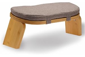 Active Peak Vikbar Meditationsbänk 44x18 cm inkl Kudde Ergonomisk Bambus Yogapall Hållbar Meditationsbänk för Mindfulness & Knäavlastning