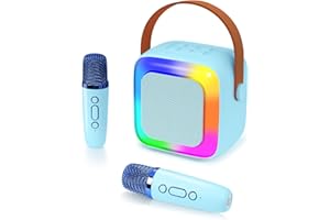 BIBIRE Kinder Karaoke-Mikrofon-Spielzeug, tragbare Karaoke-Maschine für Kinder & Erwachsene – mit stimmverändernden Effekten & LED-Lichtern, Jungen & Mädchen (blau)