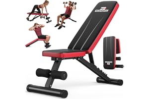 FEIERDUN NICEPEOPLE Foldable Basic Weight Bench for Home Gym, Full Body Workout Bench with 8 Backrest Positions, 660lbs Capacity, Adjustable Bench