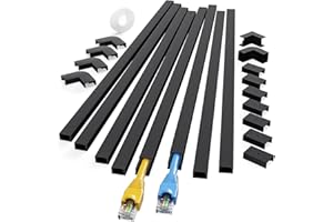 125" Cable Raceway Kit - Mudeela One-Cord Channel Cord Cover on Wall - Cable Management System - Cord Hider Wire Covers for Cords - Cable Raceway Kit - 8X L15.7in W0.59in H0.4in, Small, CMC03-Black