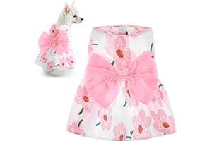 CIATBYYJ Dog Pet Clothes Dog Dresses, Cute Floral Puppy Dresses Pet Cat Princess Bowknot Clothes Cute Puppy Summer Outfits for Medium and Small Dogs Cat Girls(S)