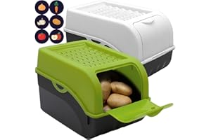 ARTECSIS Caja para Guardar Patatas con Tapa - Juego de 2, Verde y Blanco - para aprox. 4kg Patatas, Cebollas, Verduras, Frutas